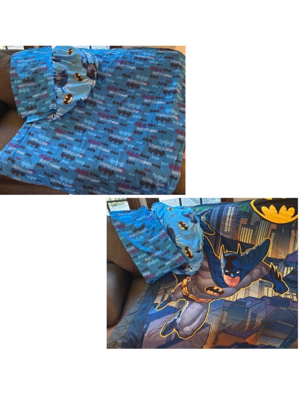 Batman Double sided Comforter Blanket Toddler Size Set Crib Fitted & Flat Sheets
